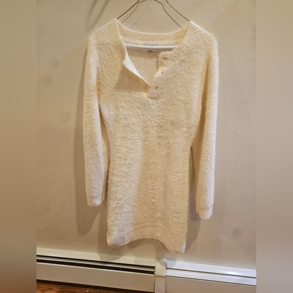 White fuzzy mini dress